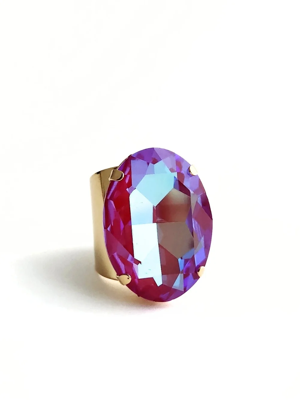 Austrian Crystal Ring In Lotus Pink Delite